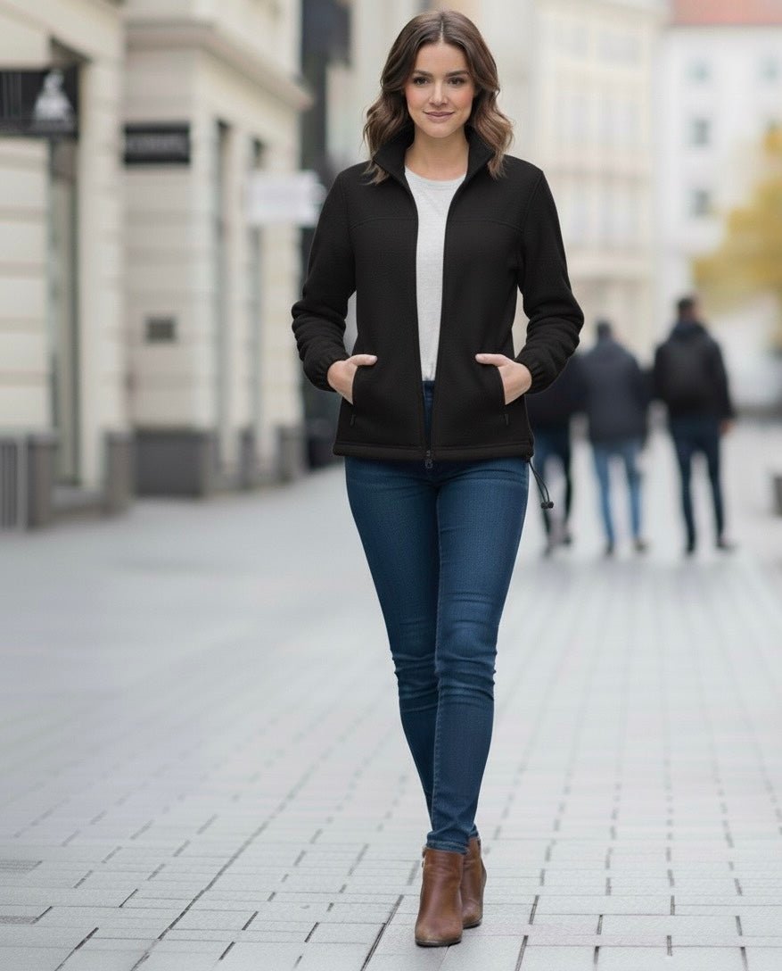 Jacheta polar cu fermoar pentru dama negru