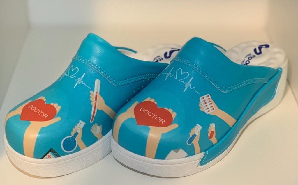 Blue orthopedic medical clogs, unisex - Dr. Cardio comfort model