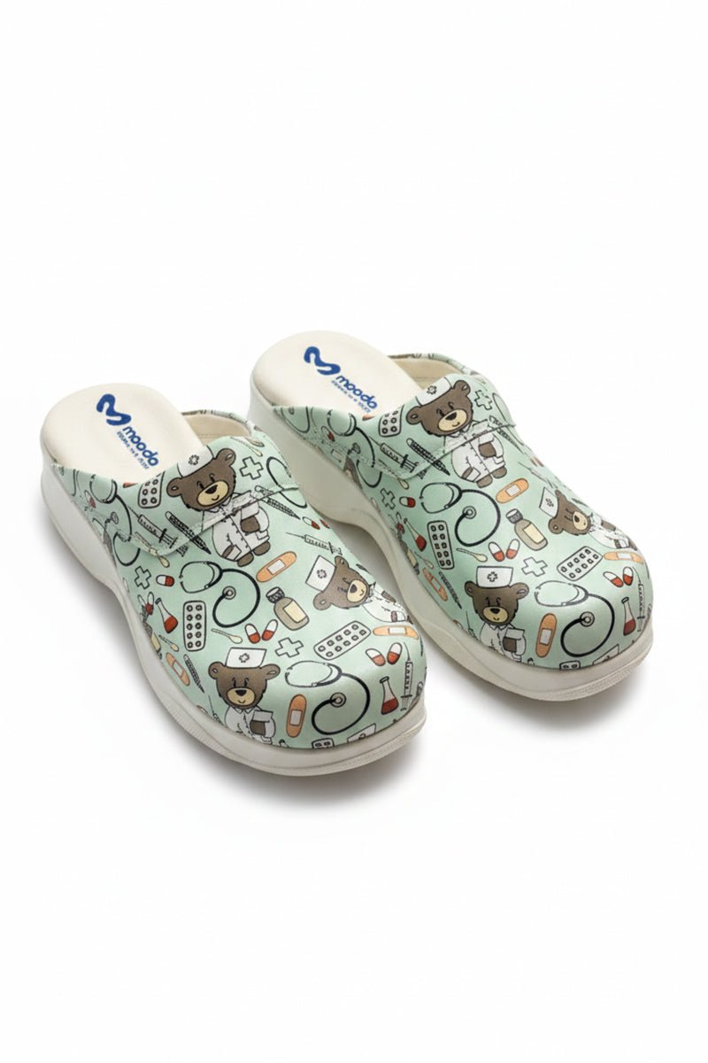 Saboti medicali, culoare gri, cu imprimeu, femei - Model confort Teddy Grey