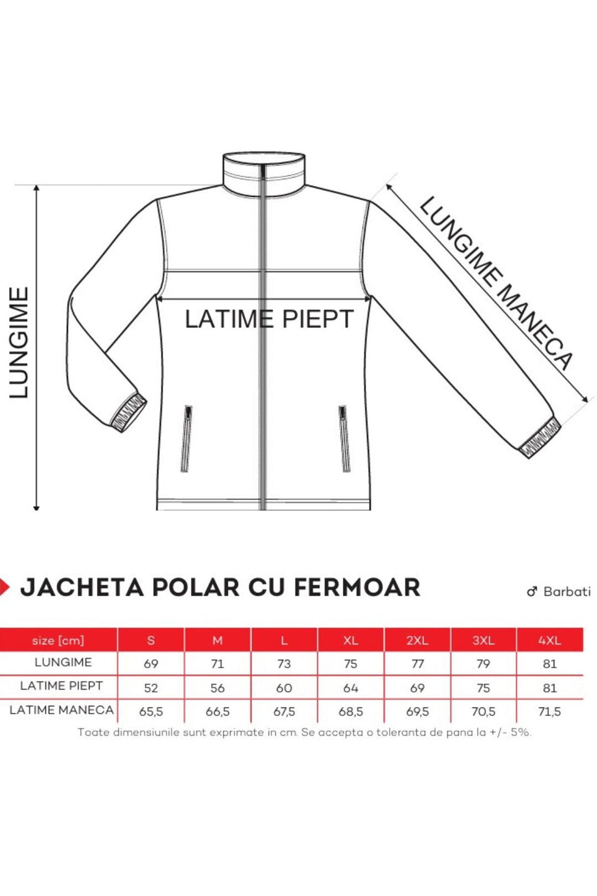 Jacheta polar cu fermoar pentru barbati gri