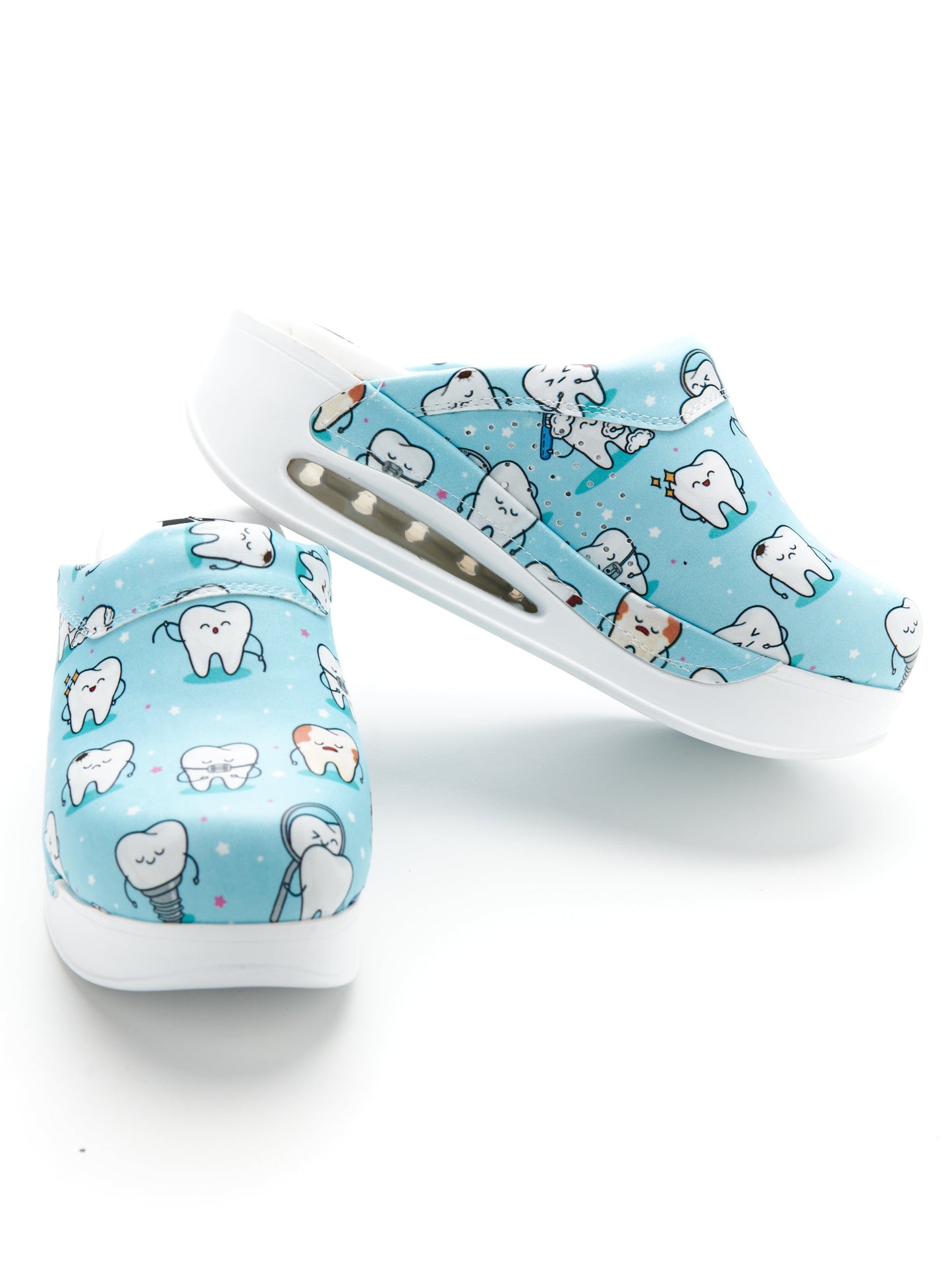 Saboti medicali ortopedici, bleu cu imprimeu, femei - Model airmax medical Stomatolog turquoise