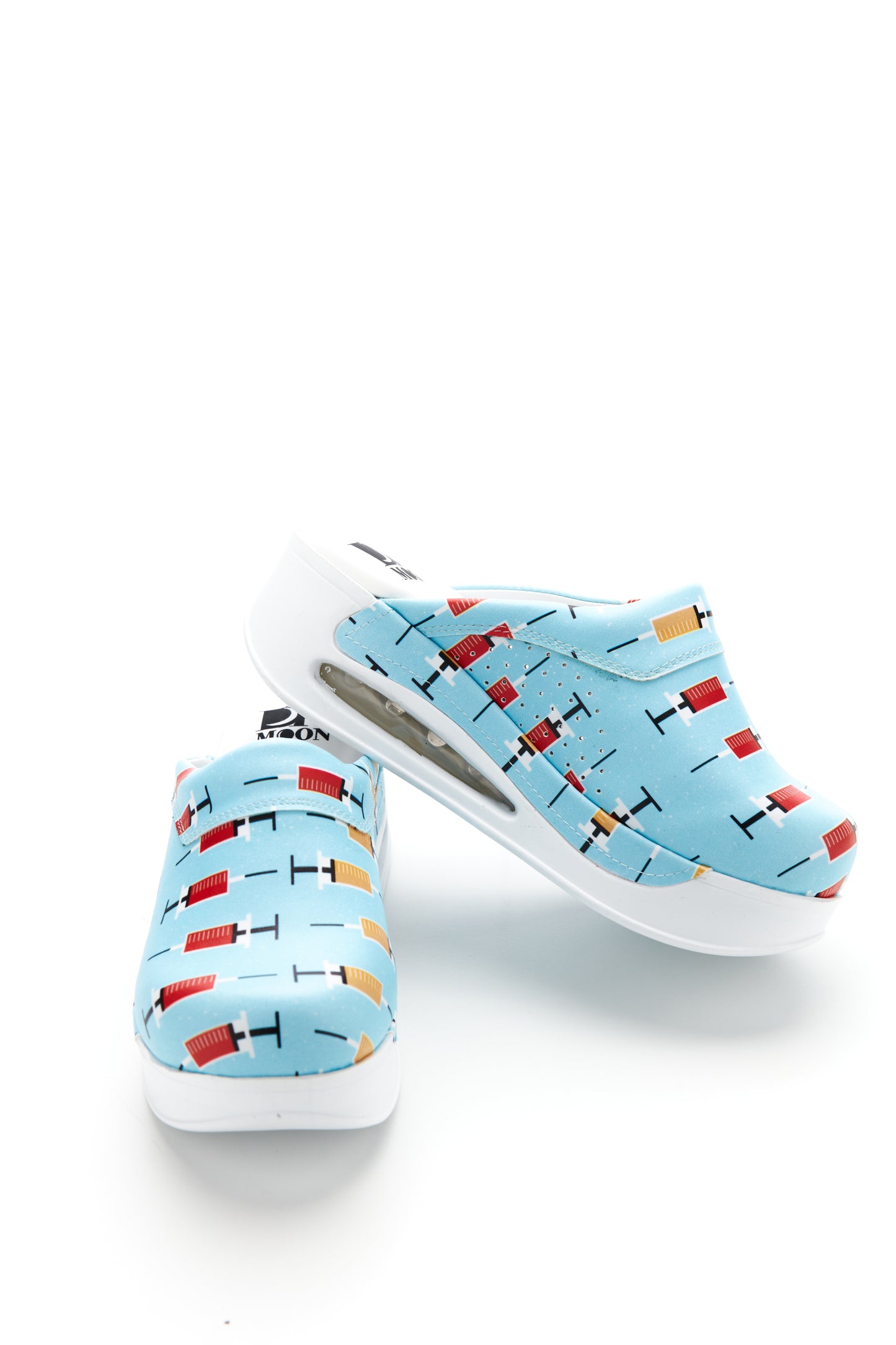 Orthopedic Medical Clogs, Turquoise with Print, Unisex - Model Airmax Syringa