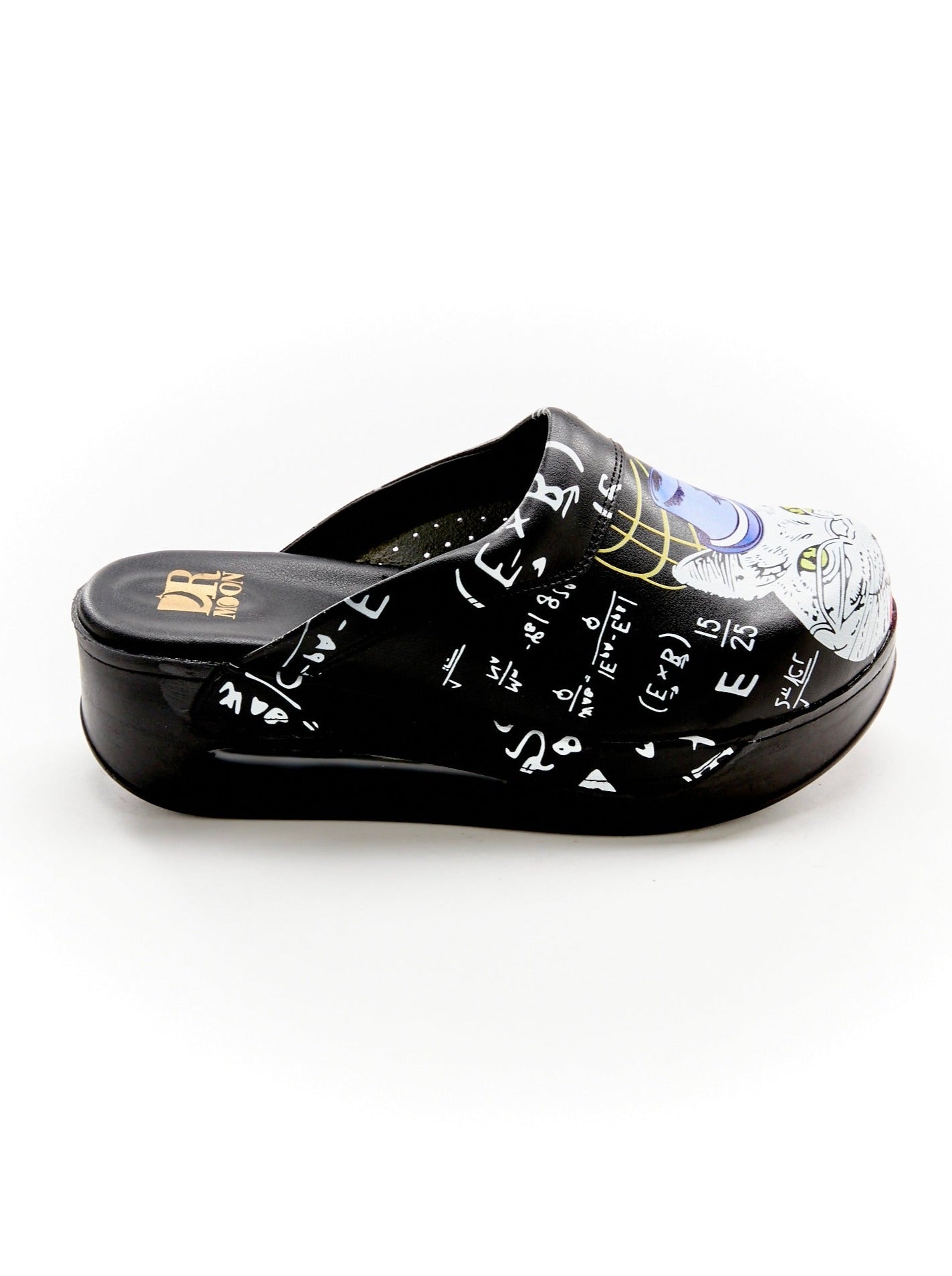 Orthopedic medical clogs, black with print, women - Airmax model Cat