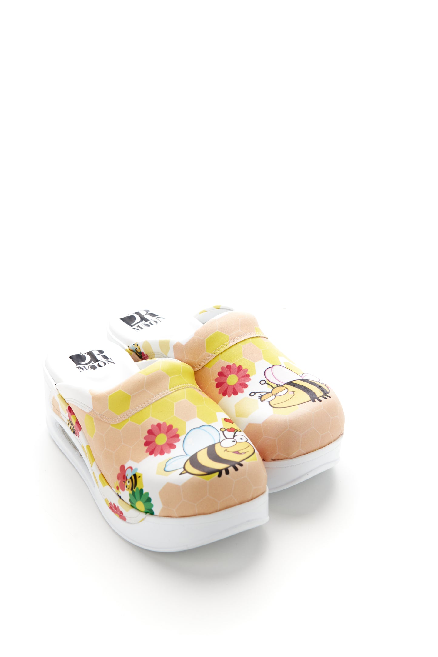 Saboti medicali ortopedici, portocalii cu imprimeu, femei - Model airmax Albinuta