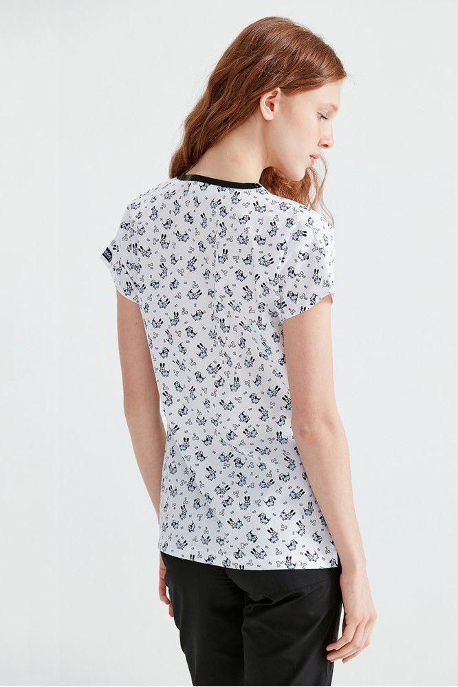 Bluza Medicala Alba cu Imprimeu, Pentru Femei - Model Doggy