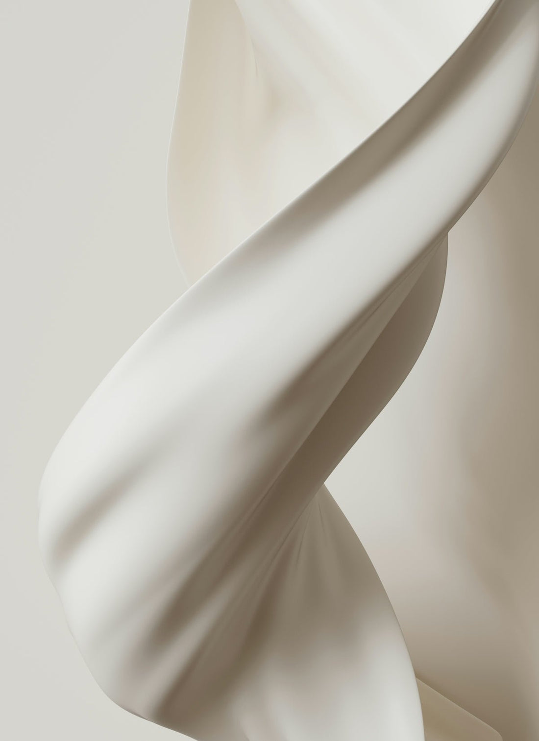 A white sculpture with a curved neck and a curved neck