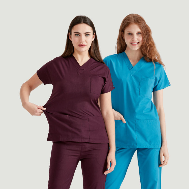 Medical suit with V neck blouse, for women