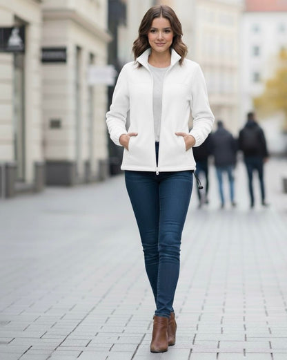 Jacheta polar cu fermoar pentru dama alb