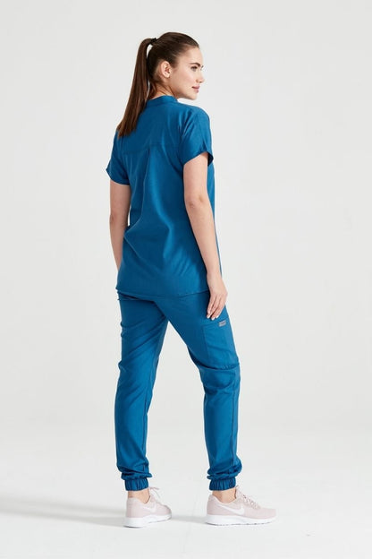 Costum Medical Albastru Petrol, Unisex - Petrol Blue - Model Activity