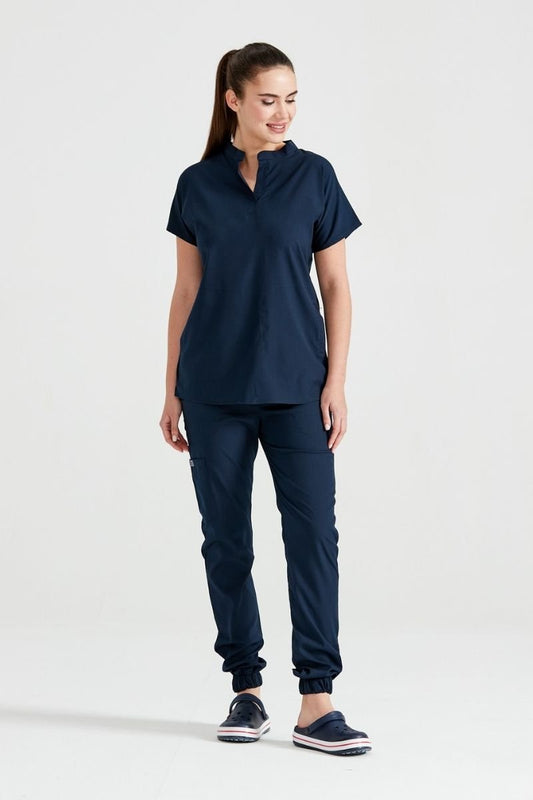 Navy Blue Medical Suit, Unisex - Model Activity