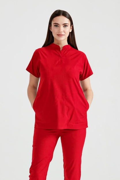 Red Medical Suit, Unisex - Red - Model Activity