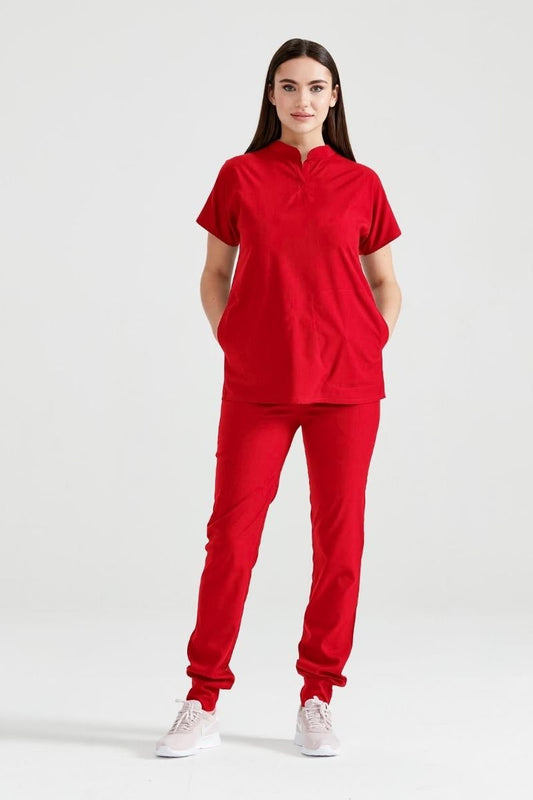 Red Medical Suit, Unisex - Red - Model Activity