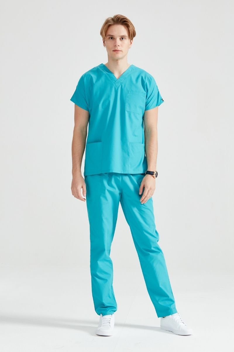 Costum Medical Verde Turquoise, Pentru Barbati - Model Classic