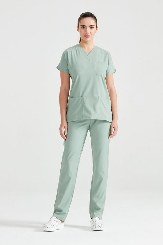 Costum Medical Verde Ou de Rata, Pentru Femei - Light Duck Egg Cream- Model Classic