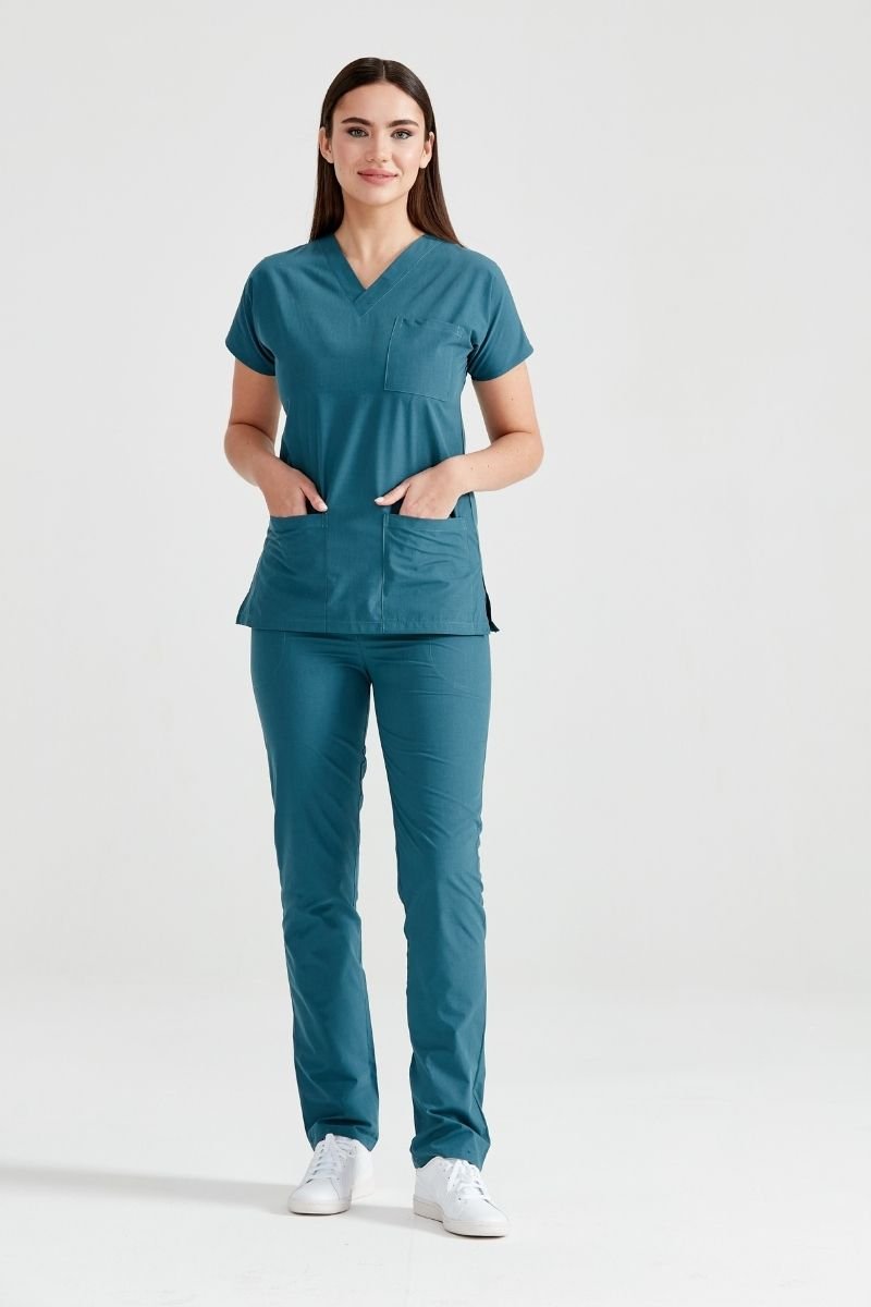 Costum Medical Verde Petrol, Pentru Femei - Petrol Green - Model Classic