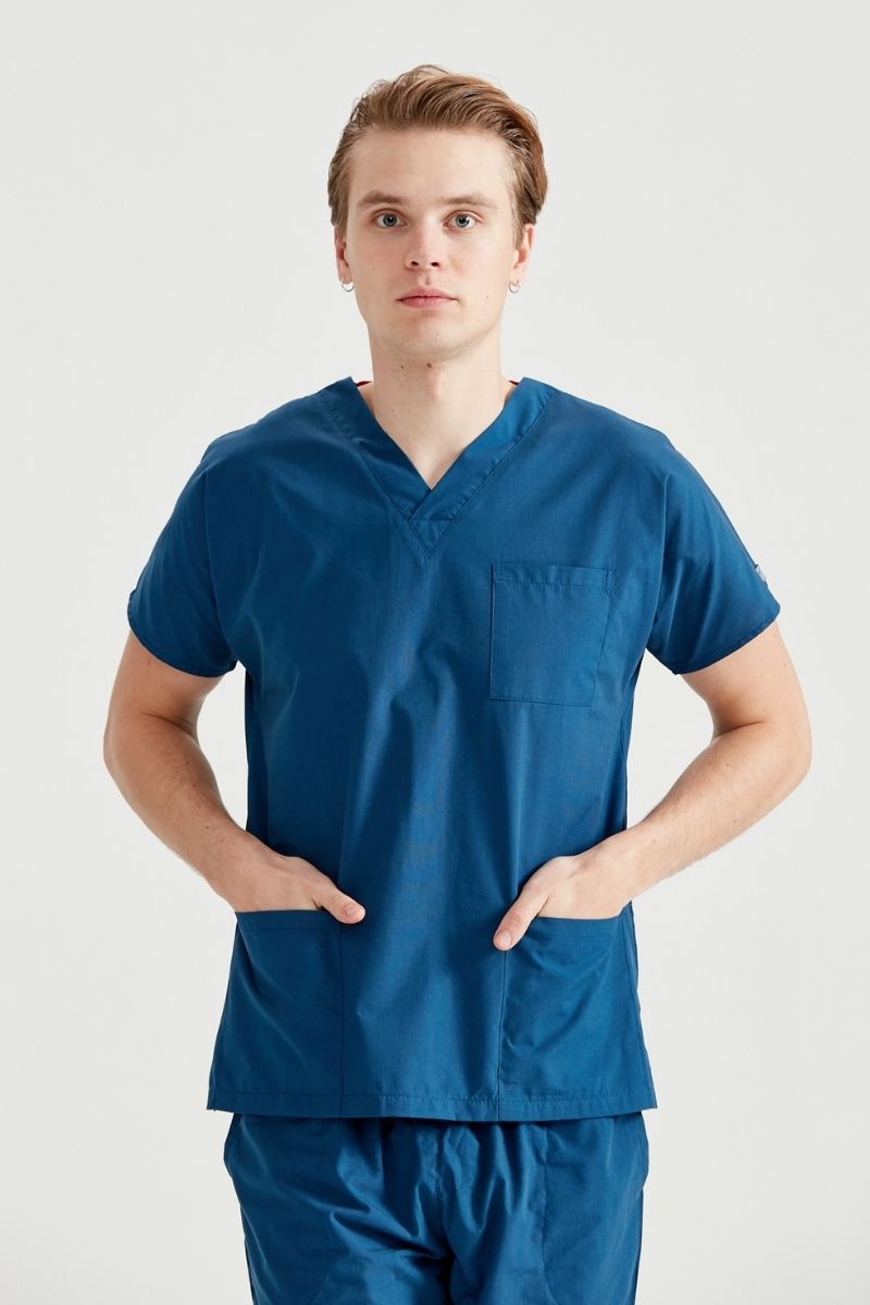 Costum Medical Elastan Indigo, Pentru Barbati - Model Classic Flex