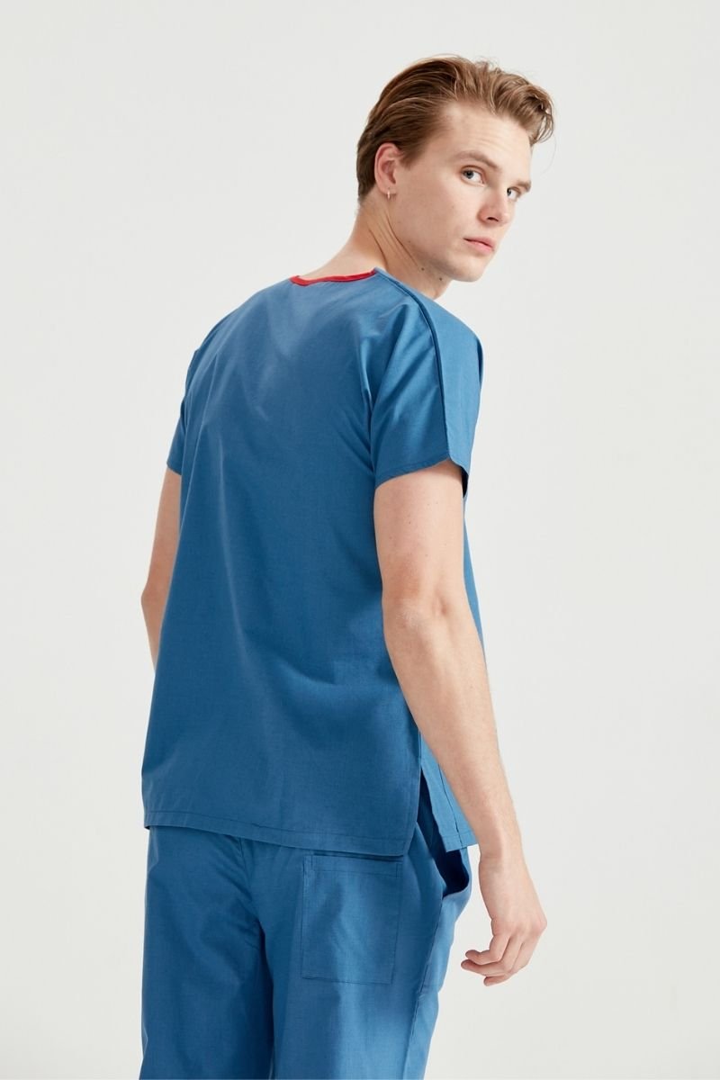 Costum medical Elastan, Albastru Petrol, Pentru Barbati - Petrol - Model Classic Flex