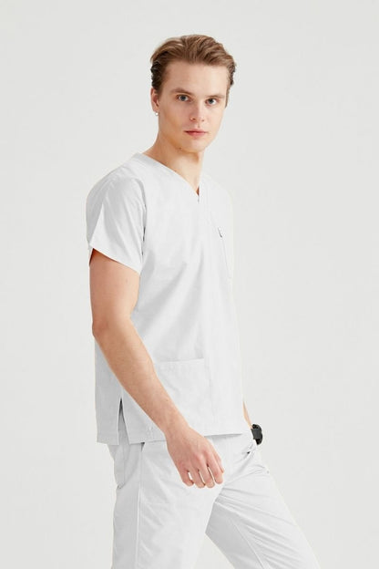 White Elastane Medical Suit, Men - Classic Flex Model