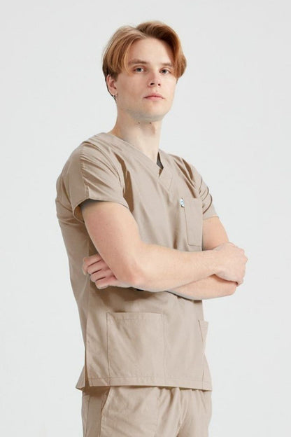 Costum Medical Elastan Bej, Barbati - Model Classic Flex