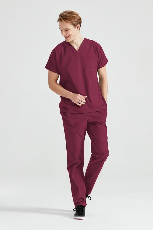 Burgundy Elastane Medical Suit, Men - Classic Flex Model