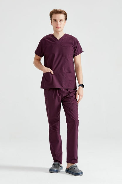 Costum Medical Elastan Grena, Pentru Barbati - Sour Cherry - Model Classic Flex