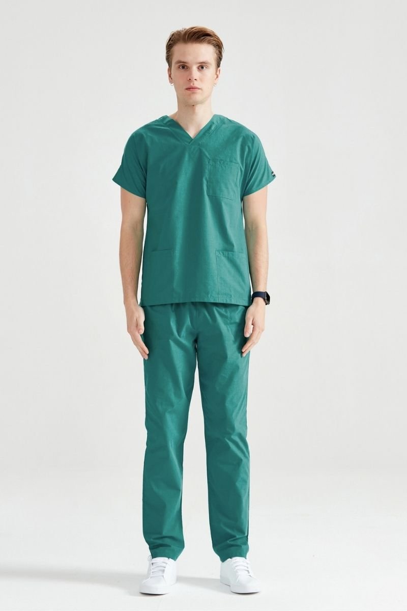 Costum Medical Elastan Verde Chirurgical, Pentru Barbati - Surgical Green - Model Classic Flex