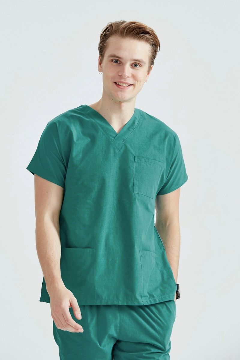 Costum Medical Elastan Verde Chirurgical, Pentru Barbati - Surgical Green - Model Classic Flex