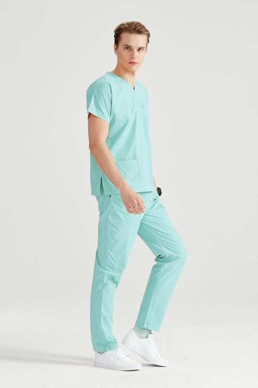 Mint Green Elastane Medical Suit, Men - Classic Flex Model