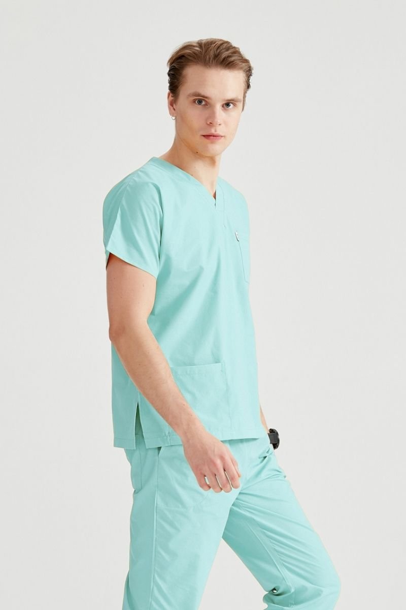 Mint Green Elastane Medical Suit, Men - Classic Flex Model