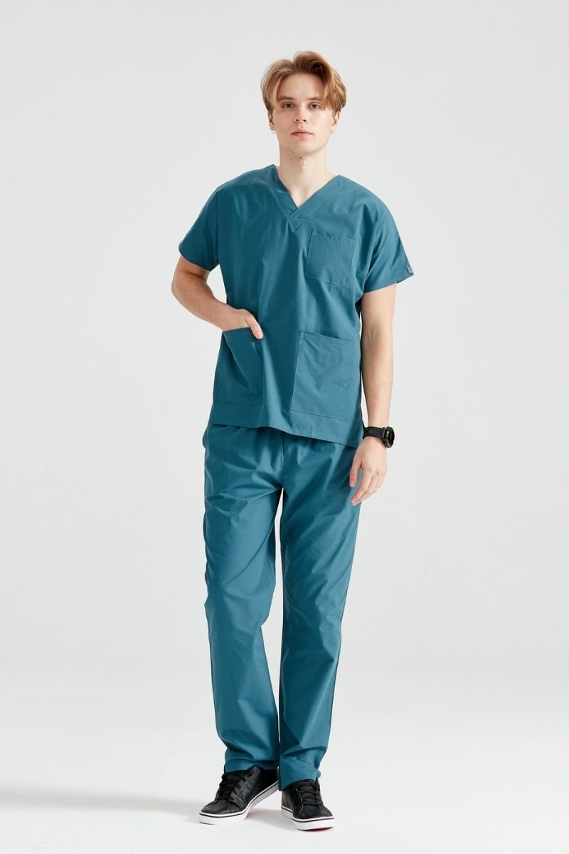 Petrol Green Elastane Medical Suit, For Men - Classic Flex Model
