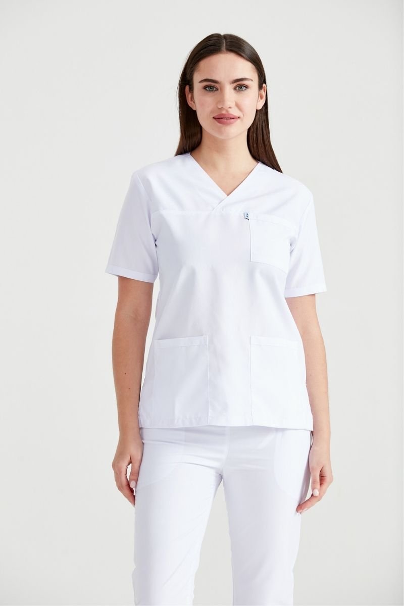 White Elastane Medical Suit, Unisex - Classic Flex Model