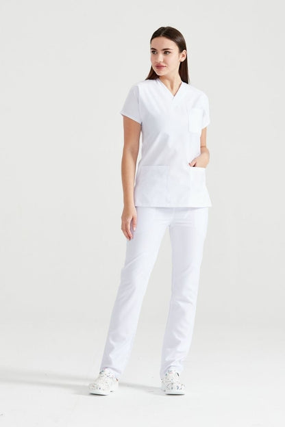 White Elastane Medical Suit, Unisex - Classic Flex Model