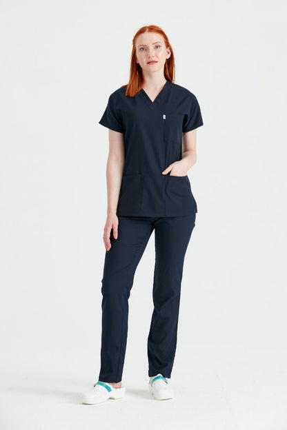 Navy Blue Elastane Medical Suit, For Women - Classic Flex Model