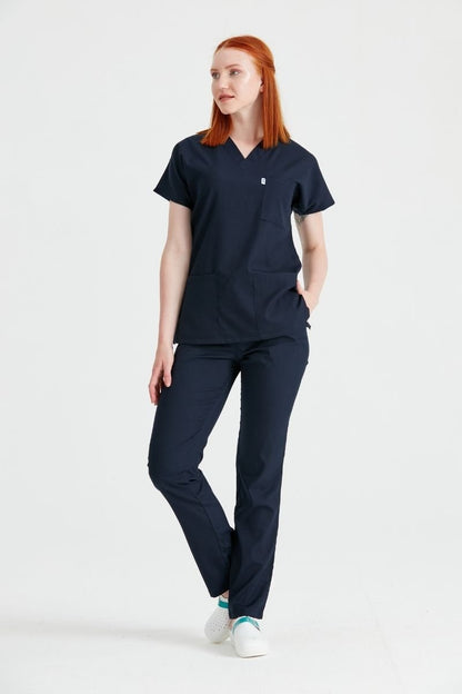 Navy Blue Elastane Medical Suit, For Women - Classic Flex Model