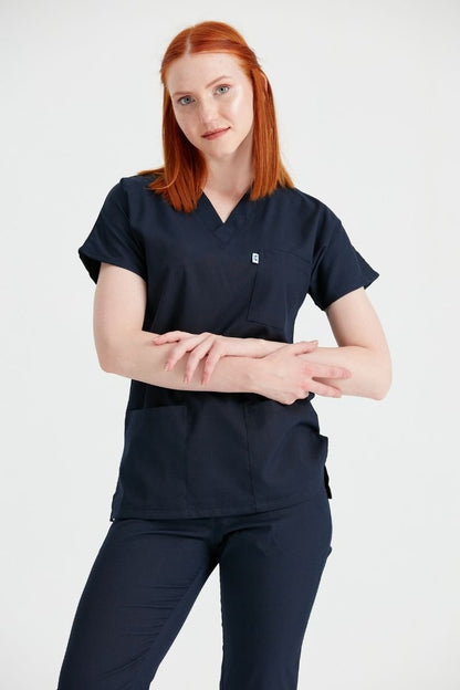 Navy Blue Elastane Medical Suit, For Women - Classic Flex Model