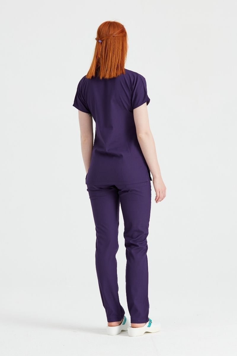 Costum Medical Elastan Mov, Pentru Femei - Purple - Model Classic Flex in