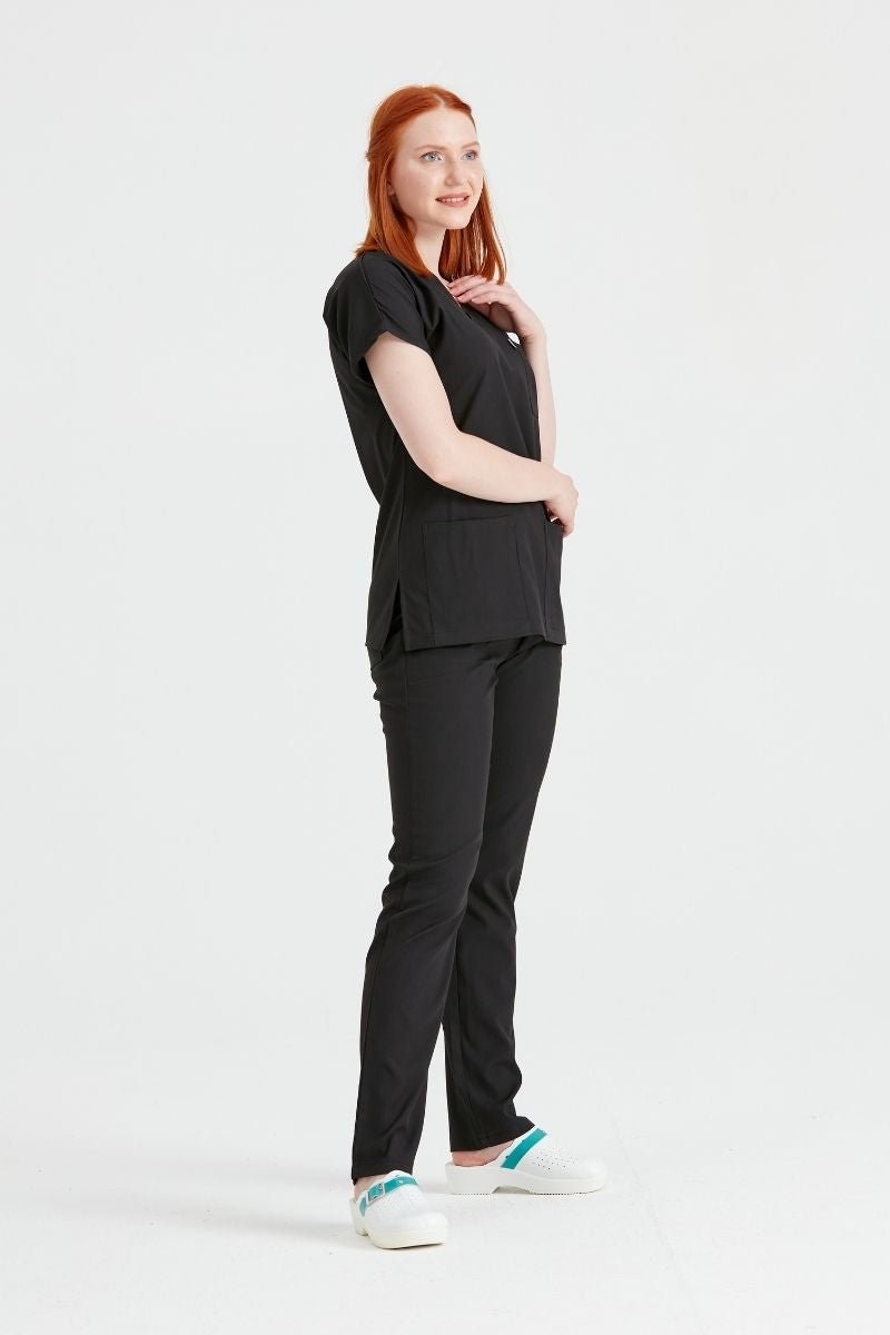 Costum Medical Elastan Negru, Pentru Femei - Black - Model Classic Flex