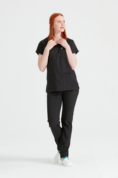 Costum Medical Elastan Negru, Pentru Femei - Black - Model Classic Flex