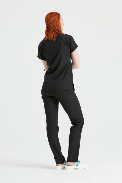 Costum Medical Elastan Negru, Pentru Femei - Black - Model Classic Flex