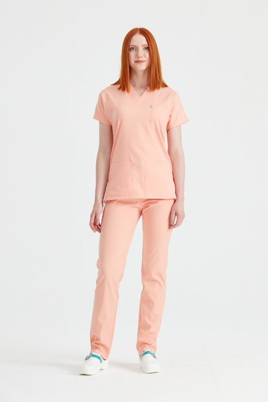Peach Elastane Medical Suit, For Women - Peach - Classic Flex Model