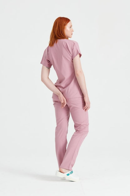 Costum Medical Elastan Roz Pudra, Pentru Femei - Rose - Model Classic Flex