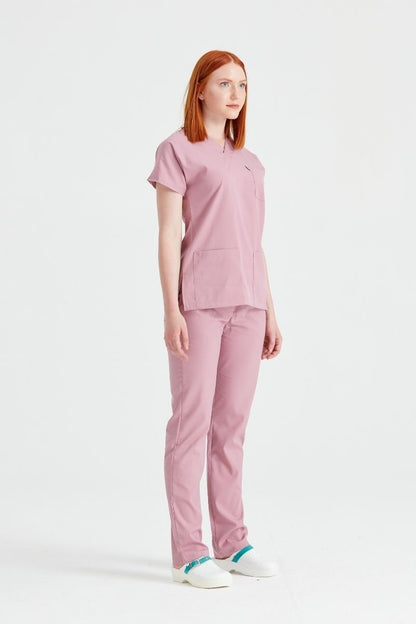 Costum Medical Elastan Roz Pudra, Pentru Femei - Rose - Model Classic Flex
