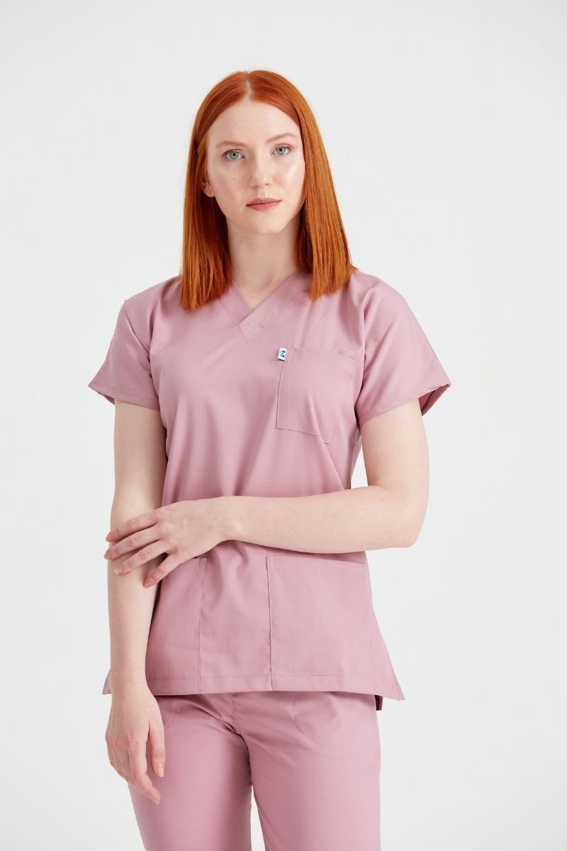 Costum Medical Elastan Roz Pudra, Pentru Femei - Rose - Model Classic Flex