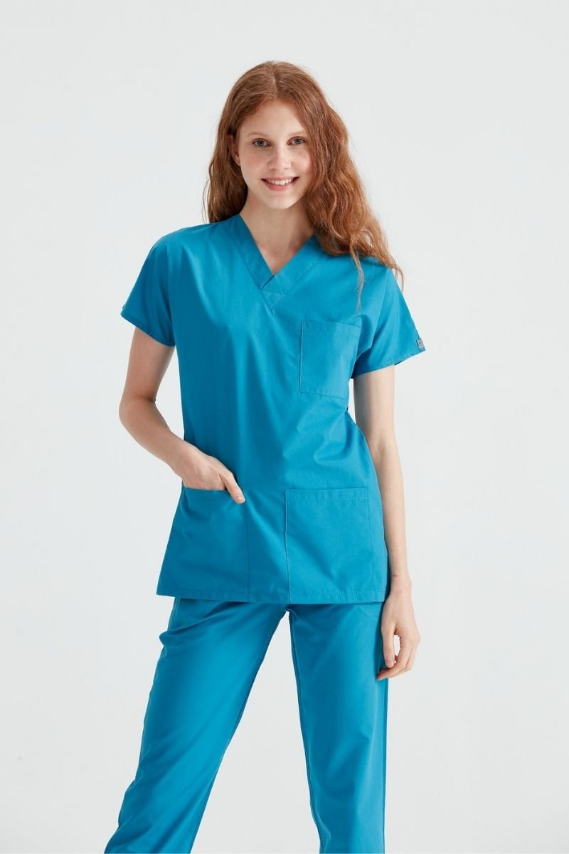 Costum Medical Elastan Turquoise, Pentru Femei - Model Classic Flex