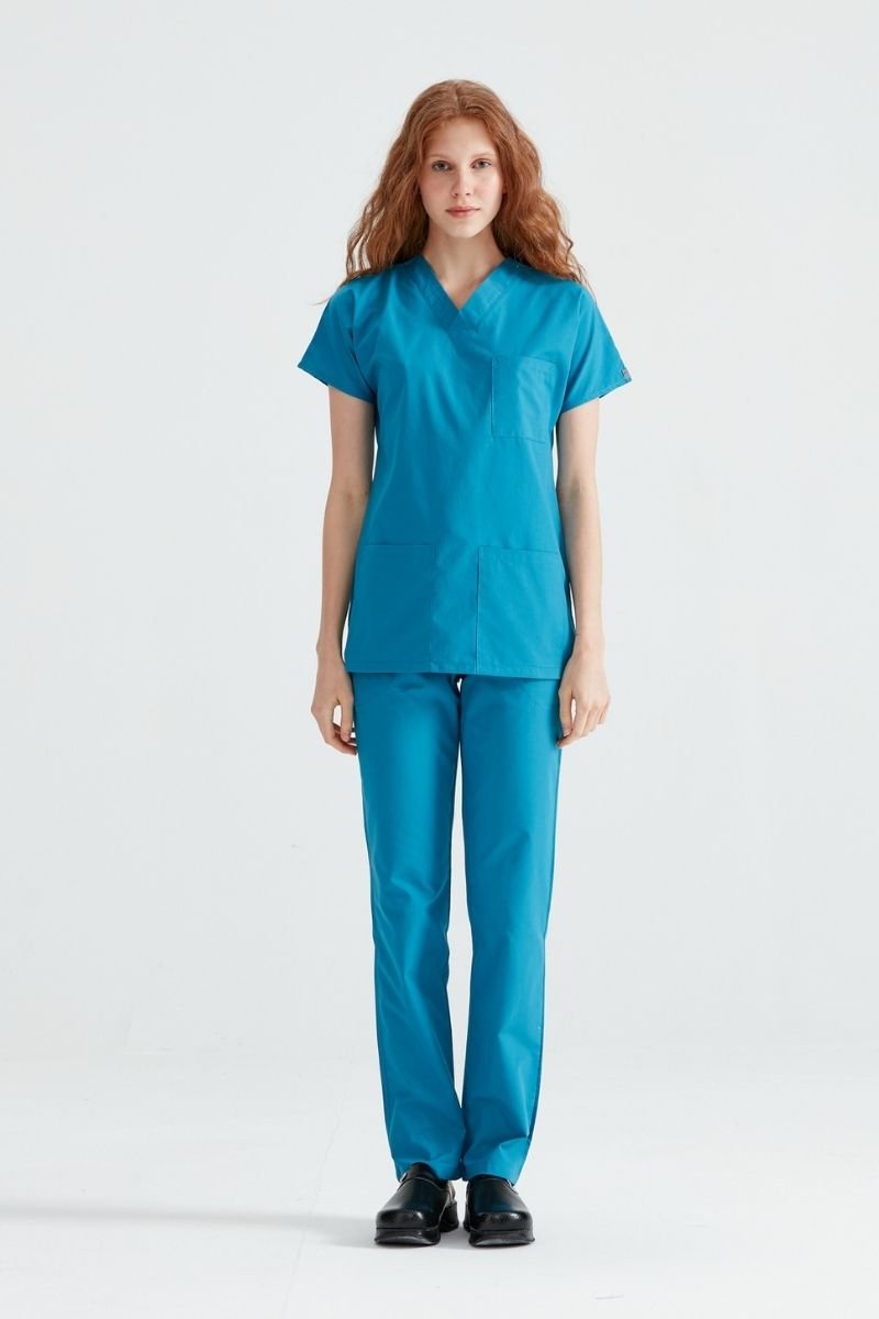 Costum Medical Elastan Turquoise, Pentru Femei - Model Classic Flex