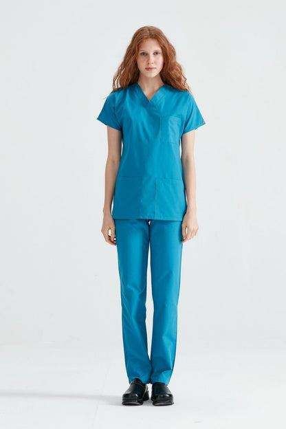 Costum Medical Elastan Turquoise, Pentru Femei - Model Classic Flex