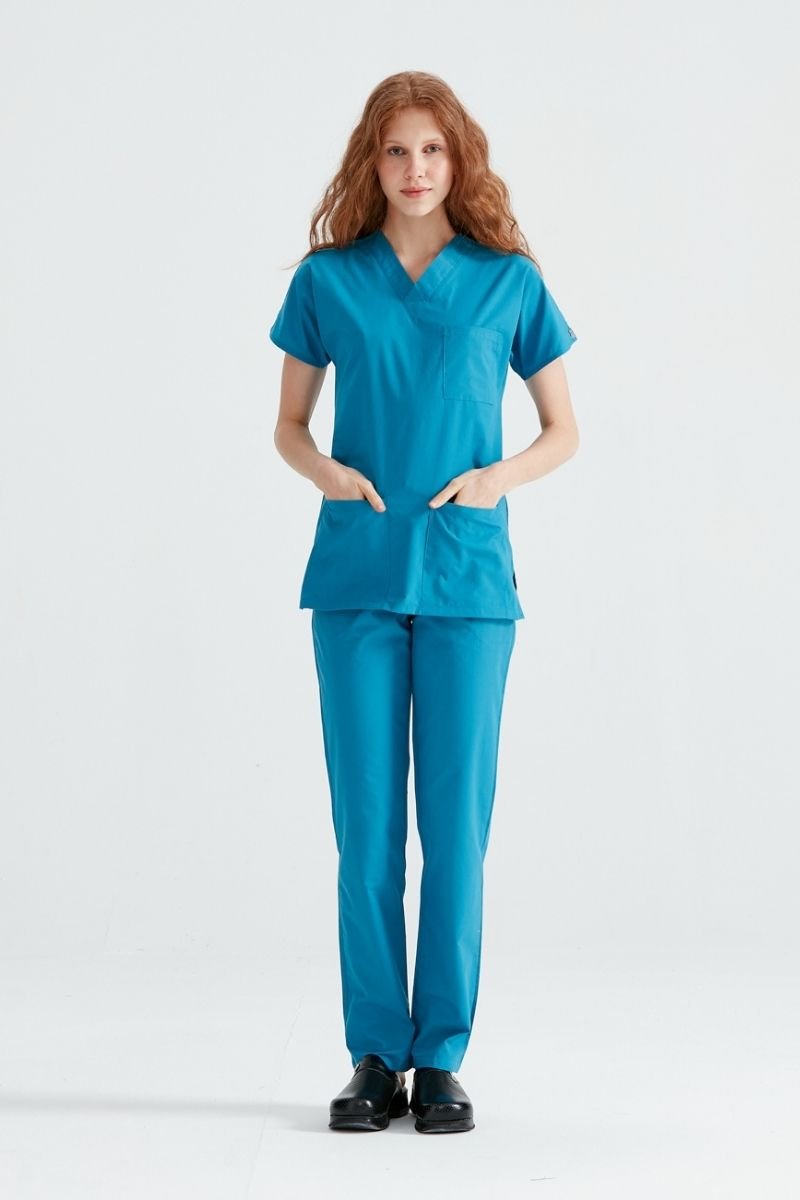 Costum Medical Elastan Turquoise, Pentru Femei - Model Classic Flex