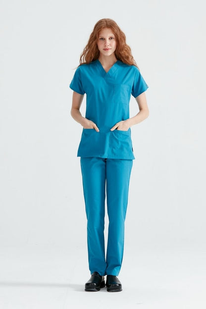 Costum Medical Elastan Turquoise, Pentru Femei - Model Classic Flex