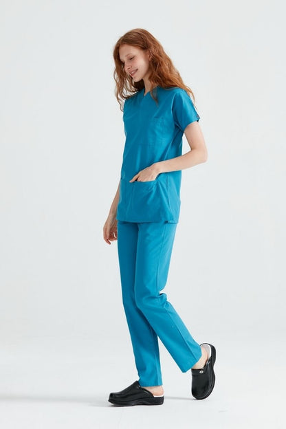 Costum Medical Elastan Turquoise, Pentru Femei - Model Classic Flex