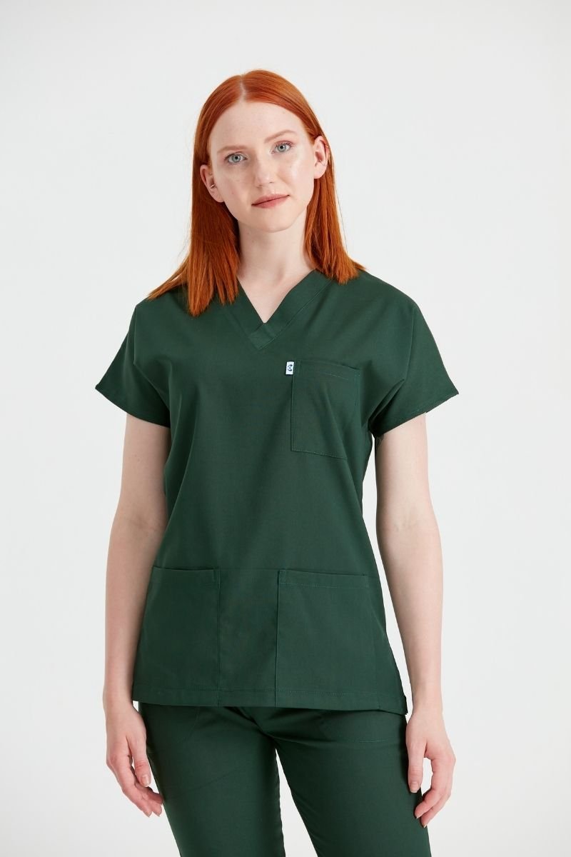 Khaki Green Elastane Medical Suit, For Women - Classic Flex Model